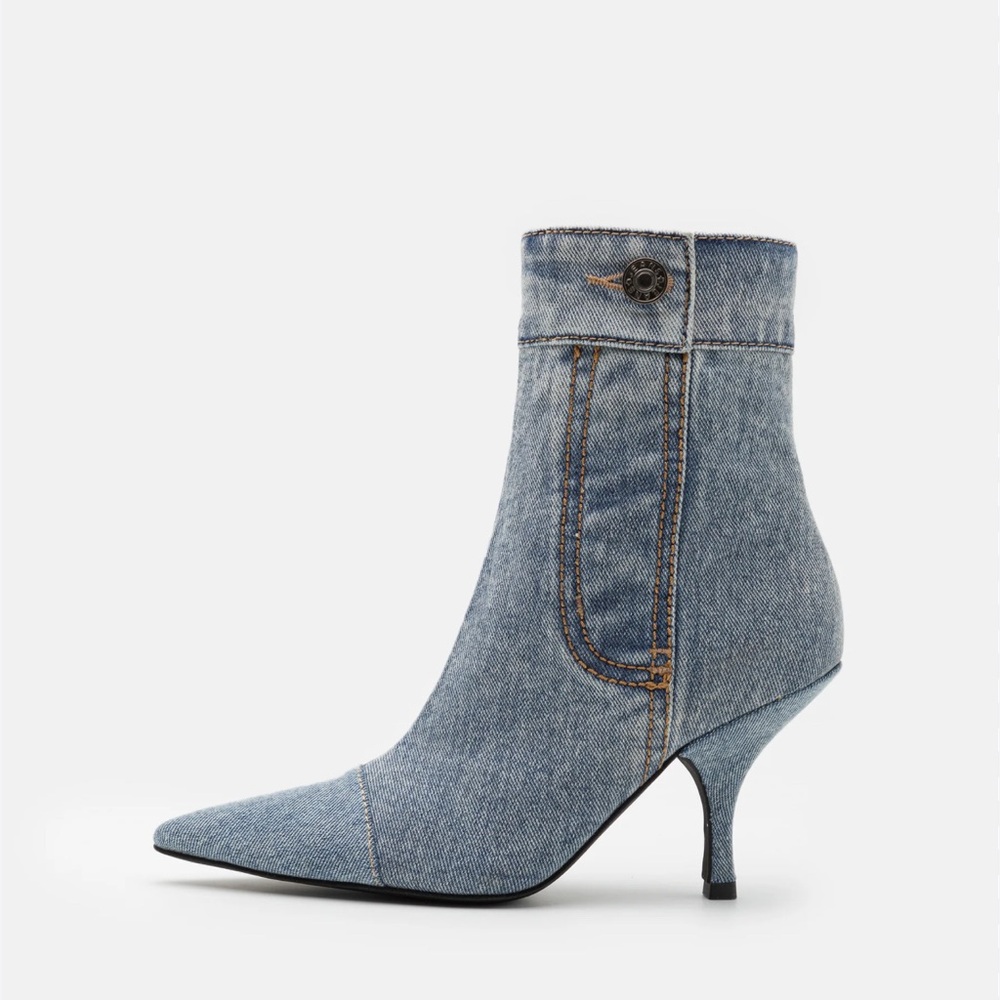 Jeffrey Campbell Chic Denim and Leather Ankle Boots - Picture 1 of 8